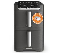 Moulinex - Easy Fry Dual Crispy Stack air fryer - 10 L - Gris | Friteuse sans huile double tiroir verticaux 8 personnes - 7 programmes automatiques - Cuisson synchronisée - Gain de place