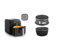 Moulinex Easy Fry Mega Air fryer compact, Mono tiroir 7.5 L, Jusqu’à 8 personnes, noir + 2 moules à gâteaux Tefal spécial air fryer