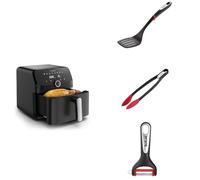 Moulinex Easy Fry Mega Air fryer compact, Mono tiroir 7.5 L, Jusqu’à 8 personnes, noir + 3 ustensiles Tefal - Epluche légumes K2071814 + pince à aliments K2060714 + spatule K20608
