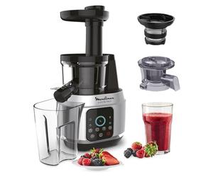Moulinex - Extracteur de jus Juice & Clean - 150W - Gris | Pressoir à froid pour jus, sorbets et coulis - Technologie EasyClean automatique - 2 vitesses - Pichet 800 ml