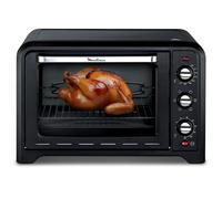 Moulinex Four électrique à chaleur tournante 60 L, 7 modes de cuisson, Tournebroche, Thermostat réglable jusqu’à 240 °C, Timer 120 minutes, 2 grilles réversibles, Optimo, Noir OX495810