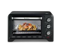 Moulinex Four électrique posable 19 L, Compact, chaleur tournante, 6 modes de cuisson, Thermostat réglable jusqu’à 240°C, Minuteur 120 min, Grille réversible, Lèche frites, Optimo noir OX444810
