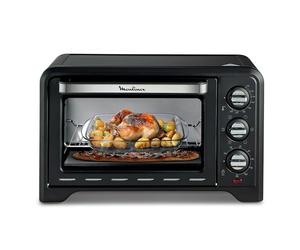 Moulinex Four posable 33 L, Chaleur tournante, Convection de pointe, 6 modes de cuisson, Thermostat réglable jusqu’à 240 °C, Timer 120 min, Grille réversible, Maniques silicone, Optimo Noir OX464811