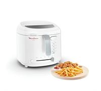 Moulinex - Friteuse Uno pour format compact - 1kg - 4 personnes - Blanc | Friteuse électrique avec huile pour 4 personnes - Thermostat reglable 150-190°C - Hublot de controle - Poignees retractables
