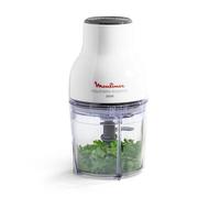 Moulinex Hachoir électrique, 400 ml, 300 W, 4 lames, Fonctions 3-en-1, Emince, Hache, Mixe, Système de pression simple, Moulinette Essential DJ520110, Blanc