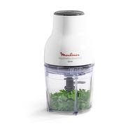 Moulinex Hachoir électrique, 400 ml, 300 W, 4 lames, Fonctions 3-en-1, Emince, Hache, Mixe, Système de pression simple, Moulinette Essential DJ520110, Blanc