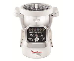 Moulinex HF802AA1 Robot Cuiseur Multifonction Companion - 6 programmes automatiques, 5 accessoires inclus, capacité jusqu’à 6 personnes, 1 million de menus [Commandes en anglais] Blanc