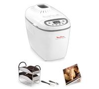Moulinex Home Bread Baguette Machine à petits pains, 16 programmes, Résultats homogènes, Jusqu'à 1,5 kg de pain frais, Plaques croustillants, 3 niveaux de dorage OW610110, Blanc