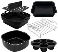 Moulinex Moule Silicone Air Fryer - Accessoires Air Fryer 22 cm Compatibles avec Moulinex Easy Fry Mega 7.5 L, COSORI 6L, 6,2L, 6,4L, Plat Air Fryer en Silicone Réutilisable, Plat à Pizza, Grille