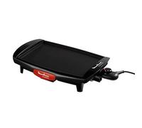 Moulinex Plancha Accessimo, Barbecue électrique d’intérieur, 1800 W, Revêtement antiadhésif, Format compact, Bac de récupération des jus, Thermostat réglable CB560811, Noir, Rouge