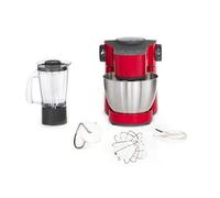 Moulinex QA311510 Robot Pâtissier avec Blender Wizzo Pétrin Fouet Flex Batteur Électrique 7 Vitesses Pulse 1000W Cuisine Rouge