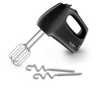 Moulinex Quick Mix, Batteur à main, 300 W, Fouets et crochets pétrisseurs en acier inoxydable, Poignée ergonomique, 5 vitesses réglables + Pulse, Compact, HM3108B1, Noir