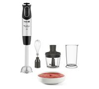 Moulinex Quickchef 3 en 1, Pied mixeur, Lames powelix, 10 vitesses, Accessoires mini hachoir et fouet, Noir et métal,Pied mixeur