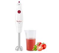 Moulinex Turbomix+ Mixeur plongeant DD1211 350 W 1 vitesse - Poignée ergonomique, pied en métal, lames Zelkrom robustes - Protection anti-éclaboussures - Pièces amovibles lavables au lave-vaisselle - Blanc