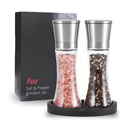 Moulins à sel et poivre design (set de 2) en acier inoxydable et à mécanisme réglable en céramique - Salière et poivrière manuelles aussi appropriées pour d'autres épices