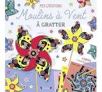 Moulins à vent à gratter - avec 4 cartes à gratter prédécoupées, 4 attaches en plastique, 4 tiges et 1 bâtonnet - à partir de 6 ans
