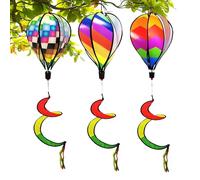 Moulins à vent de jardin - Décoration à suspendre, 3 moulins à vent torsadés en forme de montgolfière à suspendre pour terrasse, pelouse, jardin