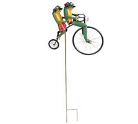 Moulins à Vent pour Jardin Moulin à Vent en métal Vintage Grenouilles sur Un vélo Moulin à Vent Ornement de Jardin Sculptures d'animaux 3D sur vélo Ornements de Jardin de Grenouille pour Cour