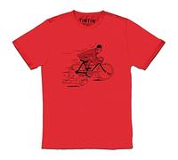 Moulinsart T-Shirt de Tintin fuyant en vélo avec Milou - Rouge (2018) - M