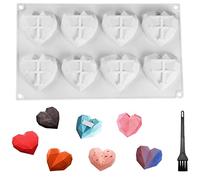 Moulle Silicone Coeur 3d, Moule de Cuisson en Forme de Diamant pour Faire un Petit Gâteau au Chocolat 1 Pièces, avec Brosse de Nettoyage 1 Pièces