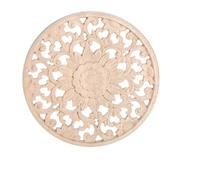 Moulure bois Applique ronde sculptée en bois, décalcomanie de sculpture sur, fleur décorative non peinte, décoration murale meubles maison Moulure d’angle florale vintage(15CM)
