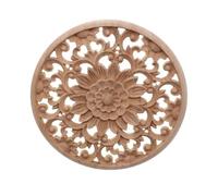Moulure bois Appliques en bois sculptées de fleurs rondes, for meubles, armoire, moulures non peintes, décalcomanie, Figurine décorative Moulure d’angle florale vintage(30cm)