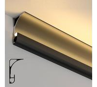 Moulure de couronne de plafond à LED - Diffuseur d'éclairage indirect pour murs, sols et plafonds, décoration corniche, profil en aluminium noir, 12 m / 39.3ft, 1,2 m, 2 m, 4 m, 10 m, 18 m