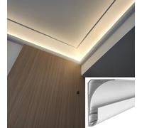 Moulure de couronne LED pour décoration de plafond et murale - Canal profilé en aluminium avec bande lumineuse pour éclairage indirect, moulage de corniche et ambiance intérieure élégante