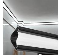 Moulure de Finition de Plafond, profilé de moulure diffuseur LED en Forme de V pour Finition de Plafond et de Mur, kit de Rail d'éclairage décoratif avec Couvercle Opaque, Bande de plâtre no