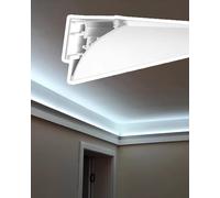 Moulure de Plafond, Canal de Diffusion linéaire LED pour éclairage indirect au Plafond, coupeable en 10,5 m (34,4 pi), moulure de corniche et plinthe à Montage en Surface, Bande Lumineuse no