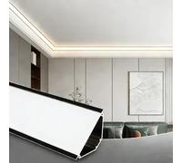 Moulure de plafond LED en aluminium noir de 3,4 m avec couvercle laiteux pour éclairage indirect et décoration d'intérieur