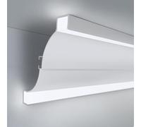Moulure de Plafond, moulure de corniche à Double Bande LED, plinthe métallique apparente, éclairage Mural intérieur décoratif, profilé de plinthe de 5,5 m pour créer Une Ambiance chaleureuse