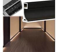 Moulure de Plafond, plinthe LED étanche Noire - Éclairage indirect de 25 m (82 pi) à Montage en Surface pour couloirs, plinthe en Aluminium Durable avec diffuseur pour décoration intérieure