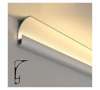 Moulure de plafond, profilé en aluminium for profilé LED, diffuseur d'éclairage indirect for sol et mur, corniche décorative 1 m, 1,2 m, 2 m, 4 m, 10 m, 18 m(White,10 m/32.8 ft)