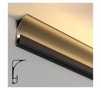 Moulure de plafond, profilé en aluminium for profilé LED, diffuseur d'éclairage indirect for sol et mur, corniche décorative 1 m, 1,2 m, 2 m, 4 m, 10 m, 18 m(Black,8 m/26.2 ft)