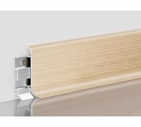 Moulure de plinthe avec finition grain de bois, plinthe en aluminium avec adaptateurs de connexion et rails de montage, garniture murale en métal