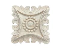 Moulure Decorative Bois 1 pièces sculpture sur bois Rose fleur Floral sculpté coin Appliques en artisanat non peint accessoires porte parure décor à la maison(6cmX6cm11)