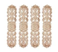 Moulure Decorative Bois, 4 Pièces Sculpté Onlay Applique Bois Non Peint, Sculpture Bois de Fleur Creuse 3D, Décoratif Applique Incrustation Artisanat pour Armoires Murales Meubles, 38 x 8,5 cm