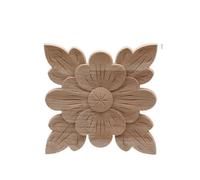 Moulure Decorative Bois Fleur sculpture sur bois Appliques en naturel for armoire de meuble moulures non peintes décalcomanie Figurines décoratives(8cmX8cm-02)