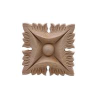 Moulure Decorative Bois Fleur sculpture sur bois Appliques en naturel for armoire de meuble moulures non peintes décalcomanie Figurines décoratives(12cmX12cm-01)
