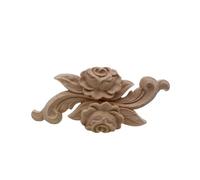 Moulure Decorative Bois Fleur Sculpture Sur Bois Appliques En Naturel for Armoire De Meubles Moulures Non Peintes Décalque Figurine Décorative(12cmX6cm)