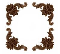 Moulure Decorative Bois Lot de 4 appliques d'angle sculptées en bois non peint vintage for meubles maison, armoire murale, porte, décoration artisanale(6cmX6cm)
