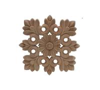 Moulure Decorative Bois Unique Naturel Floral Bois Sculpté En Figurines Artisanat Coin Appliques Cadre Mur Porte Meubles Sculpture Sur Décoratif(10cmX10cm-06)