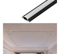 Moulure décorative de Plafond, Canal diffuseur pour Bande LED Noire, moulure de corniche en Aluminium de 9 m (30 pi) pour la Maison, moulure de Plafond de 1,8/2,4/3/3,6 m (6/8/10/12 pi), Pro