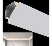 Moulure décorative de Plafond, diffuseur de Bande Lumineuse LED pour corniche - Profilé linéaire de 5,5 m (18 pi) à Montage en Surface avec Canal Blanc pour éclairage d'angle.