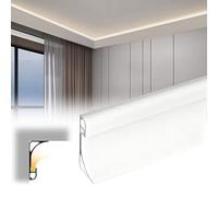 Moulure décorative de Plafond, moulure de corniche LED en saillie - Profilé en Aluminium Blanc de 6 m pour éclairage de Bordure de Sol et de Mur, plinthe intérieure Impeccable, luminaires no