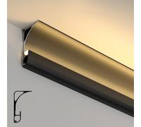 Moulure décorative de Plafond, moulure de corniche Noire à éclairage indirect - Profilé LED en Aluminium à Montage en Surface pour Chambre, Couloir, Salon, Cuisine - Rail de 23 m (75,5 pi) p