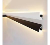 Moulure décorative de Plafond, moulure décorative de Plafond LED Noire avec Canal diffuseur en Aluminium, moulure de corniche de 4,3 m (14 pi) pour Rubans Lumineux LED linéaires, Cache-appli