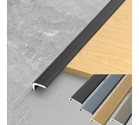 Moulure décorative en alliage d'aluminium en forme de L, d'une longueur de 2,7 mètres, adaptée à la finition des joints entre le bois/la pierre et les murs/sols.(Black,10 * 5mm)