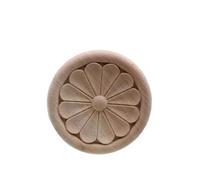 Moulure Decorative Fleur sculpture sur bois Appliques en naturel for armoire de meuble moulures non peintes décalcomanie Figurines décoratives(6cmX6cm)